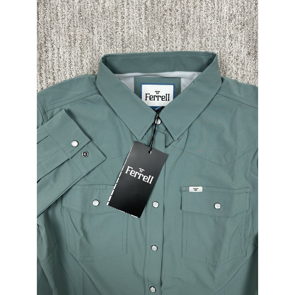 Ferrell Women's Large Teal/Green Western Pearl Snap Shirt NWT Long Sleeve Rodeo